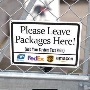 Leave Packages Here, Delivery Sign, Custom Metal Sign, Package Delivery Directions, Sign, Aluminum, Outdoor Sign, Mail Sign, Personalized