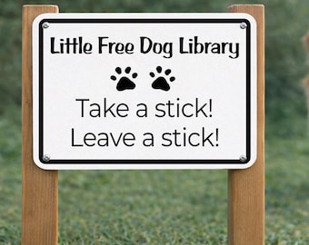 Little Free Dog Library Metal Sign, Weatherproof, Customizable Signs, Dog Park Signage