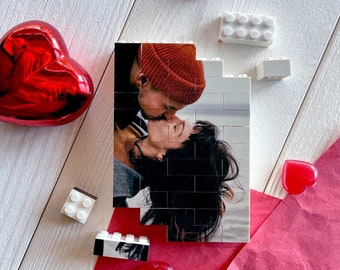 Valentine's Day Gift, Brick Photo, Gift for Boyfriend, Custom Photo Blocks, Personalized Photo Gift, Unique Gift, Building Block, Love Gift