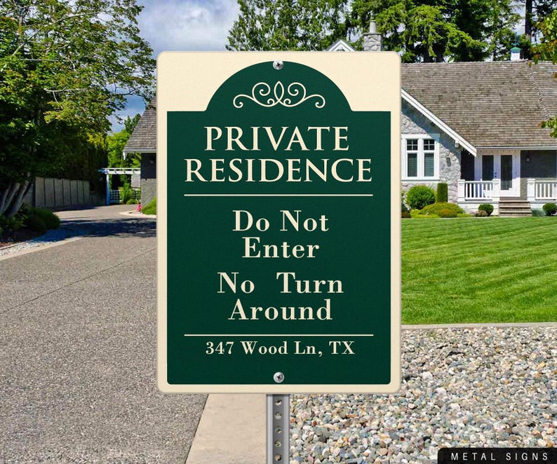 Residence Signe Private Residence Sign, Property Signage, Metal, Custom Signs ...