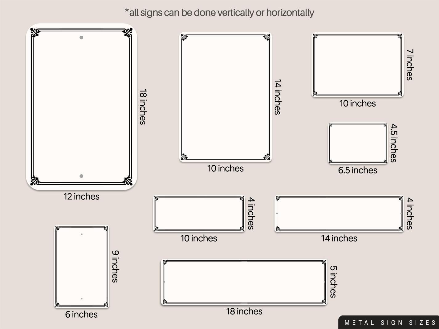 Small Rectangular Sign Size Custom Sign, Metal Sign, Elegant Personalized Sign, Color Signs ...