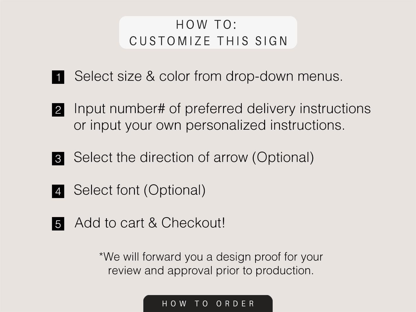 Delivery Note Signage Deliveries Sign, Custom Delivery Instructions, Personalized Package ...