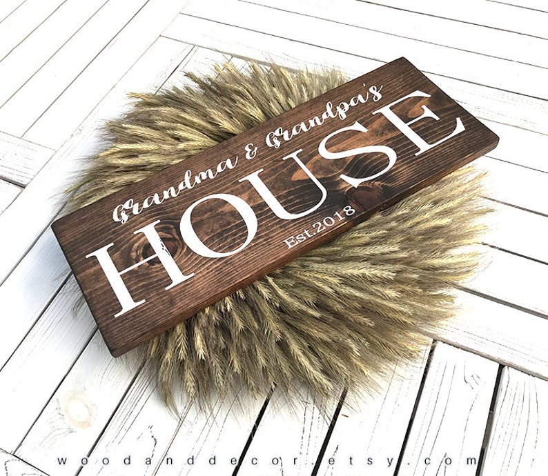 Grandma and Grandpa's House, Wood Sign , Grandparents Sign, Established Date, Rustic Wood, Gifts For Grandparents, Pregnancy Announcement image 1