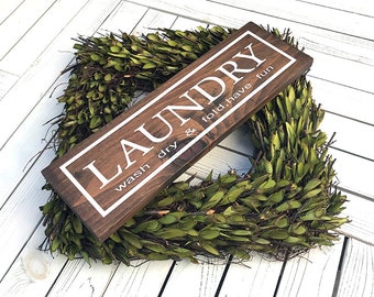 Laundry Room Sign, Wash Dry & Fold Sign, Laundry Room Decor, Rustic Wood, Farmhouse Decor, Wood Sign, Rustic Wood Laundry Sign, Home Decor