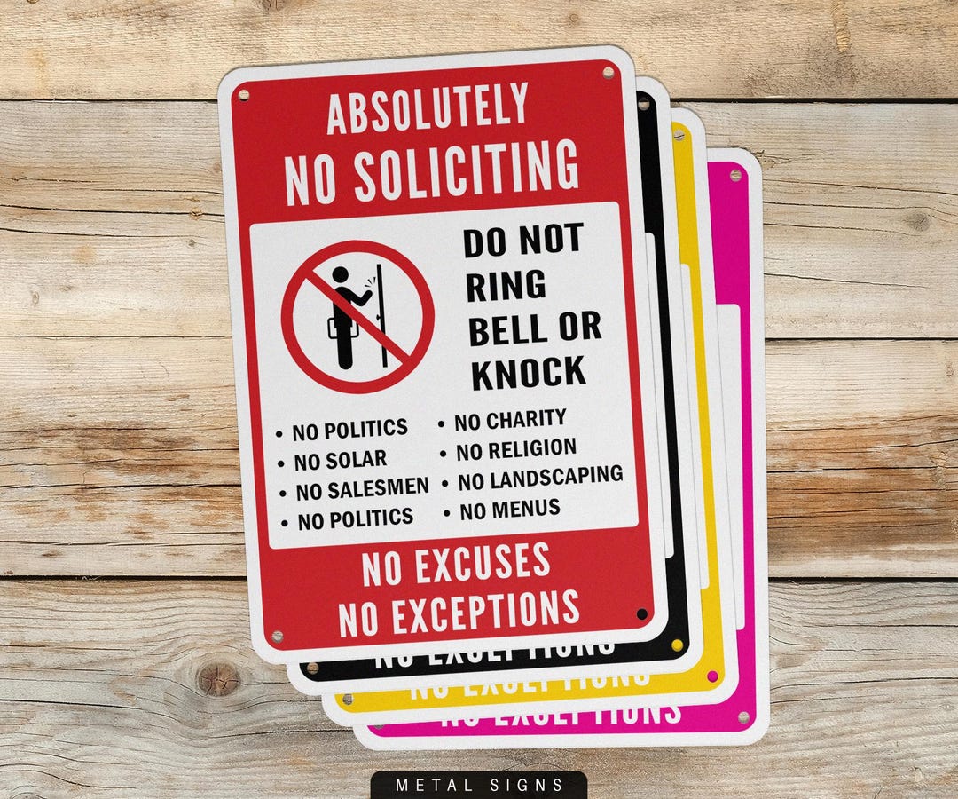 No Soliciting Sign, Do Not Ring Bell or Knock, Metal Signs, Outdoor ...