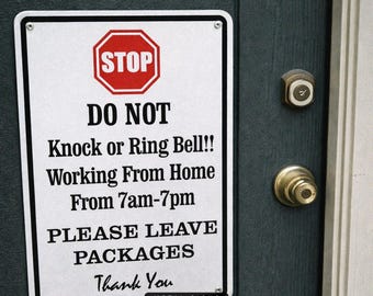 Enseigne « STOP » « Ne pas frapper ou ne pas sonner », enseignes en métal, signalisation de porte de travail à domicile, personnalisable