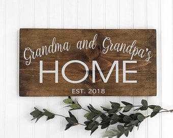 Grandma & Grandpa's Home Sign, Grandparent's Gift, Christmas Gift Idea, Abuelos Gift, Gift Idea, Wood Signs, Rustic Sign, Established Sign