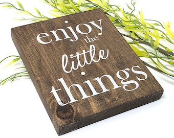 Enjoy The Little Things Sign, Wood Decor, Wood Sign, Inspirational, Farmhouse Decor, Rustic Wood Sign, Housewarming Gift, Cute Sign, Wood