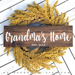 Wood Decor, Grandma&#39;s Home, Home Decor, Wood Sign, Gift For Grandma, Established, Pregnancy Announcement, Custom Sign, Housewarming Gift