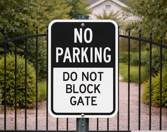 Do Not Block Gate, No Parking Sign, Metal Weatherproof Signs, Customizable, Signs for Gates
