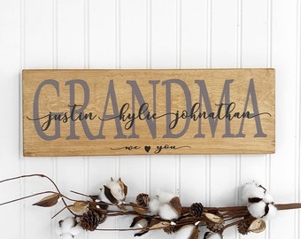 Grandma Wood Sign, Grandma and Grand kids Names, Gift For Grandma, Mother's Day, Christmas Gift, Wood Signs, Grandparent's Day, Abuela Gift