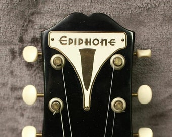 Vintage style Epiphone headstock or amp bikini logo badge acid etched brass and silk printed