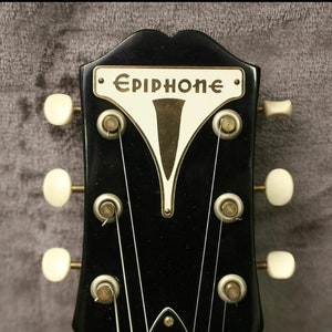 Vintage style Epiphone headstock or amp bikini logo badge acid etched brass and silk printed