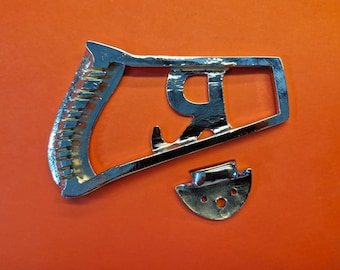 12 string chrome long R tailpiece for guitar.