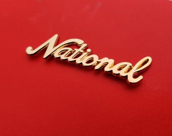 National guitar headstock logo badge emblem metallic real gold nickel bath