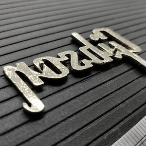 Gibson Flying V 58' 3D raised letters headstock real SILVER bath logo badge Metallic image 3