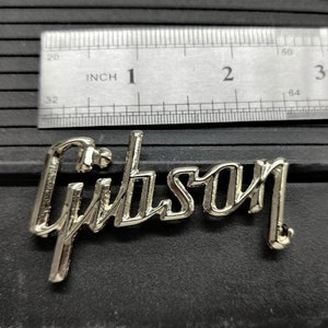 Gibson Flying V 58' 3D raised letters headstock real SILVER bath logo badge Metallic image 4
