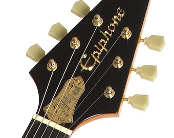 Flying V Joe Bonamassa 3D raised letters headstock real GOLDEN bath logo badge