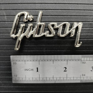 Gibson Flying V 58' 3D raised letters headstock real SILVER bath logo badge Metallic image 2