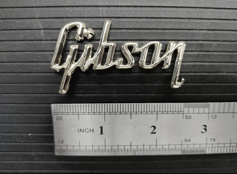 Gibson Flying V 58' 3D raised letters headstock real SILVER bath logo badge Metallic image 2