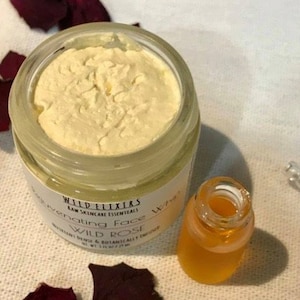 Wild Rose Face Whip, Rose & Rosehip face Butter, Botanically Infused Nourishing Moisturizer, Zero waste Skincare