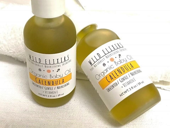 Organic Calendula Baby Oil, Gentle Unscented Clean Moisturizer