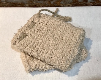 Pochette de savon en coton broussailleux, sac économiseur de savon 100% coton, pochette de savon exfoliant doucement, sac de savon en fibre naturelle zéro déchet