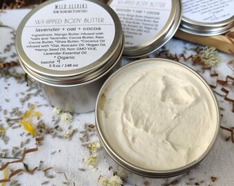 LAVENDER & OAT Whipped Body Butter, Lightly and Fast Absorbing Body butter, Soothing and Nourishing, Zero Waste Skincare, All natural