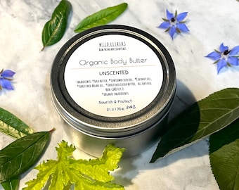 Organic Unscented Whipped Body Butter, Sustainable Zero Waste Body Butter, Whipped Shea Butter, Gentle and Unscented