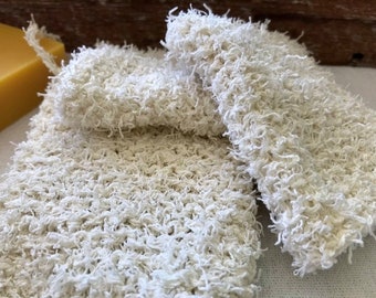 Scrubby Cotton Facial Washcloth, zero waste 100% cotton wash cloth, eco friendly gently exfoliating scrubby, loofa color hand knit cloth