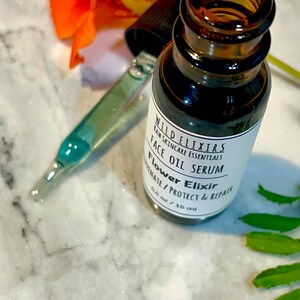 Blue Tansy & Prickly Pear oil serum, Flower Elixir serum, Organic gentle fast absorbing oils, nutrient dense protecting and rejuvenating image 2