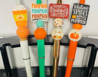 Fall Vibes |Silicone Beads| Beaded Pens| Unique Gifts| Office Supplies| Autumn | Pumpkin Spice| Thanksgiving| Fall Leaves