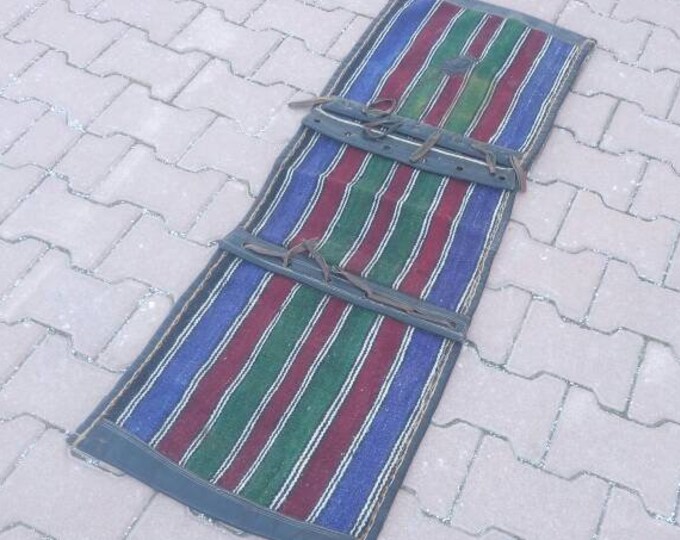Turkish Saddle Bag, Vintage Saddle Bag,Kilim Saddle Bag With Leather,Decorative Saddle Bag,Home Decor Rug,Turkish Rug,Oushak Rug,Vintage Rug