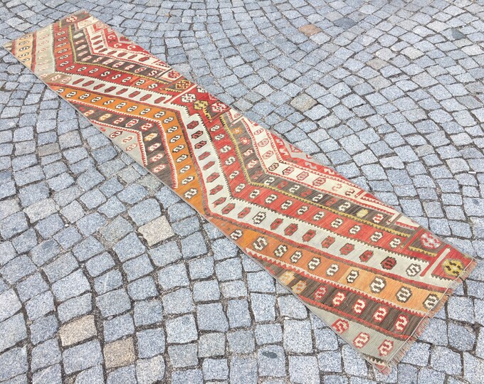 Hand made Runner Rug, Oushak Runner Rug, Turkish Runner Rug, Vintage Runner Rug, Bohemian Runner Rug, Entryway Runner Rug, Azteck Runner Rug