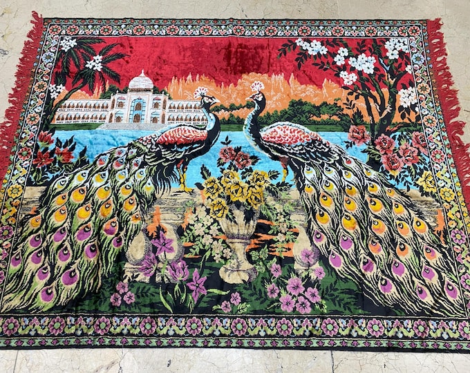 Decorative Peacock İllustrated Tapestry Rug,Turkish Wall Decor Tapestry Rug,Vintage Wall Decor Tapestry,Home decor Rug,Pretty Wall Decor Rug