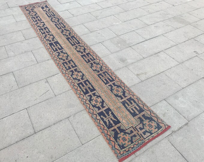 10'6 x 1'77 Feet, 323 x 54 cm, Vintage Runner Rug, Narrow Runner Rug, Oushak Runner Rug, Turkish Runner Rug, Bohemian Runner Rug, Azteck Rug