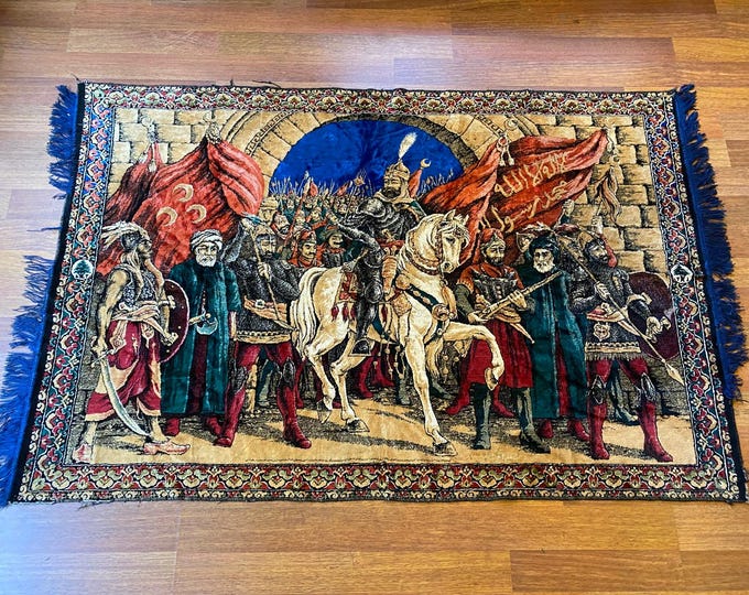 Vintage Conquest of Istanbul Tapestry: Turkish Historical Art