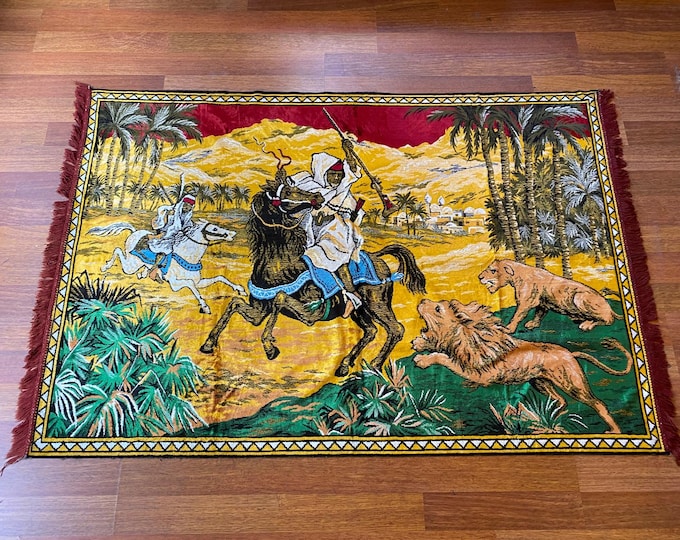 Rare Design on Tapestry,Lion Attack Picture on Tapestry,İn the Forest Lions Attack,Homedecor Tapestry Rug,Animal Design Tapestry Rug,Horse,