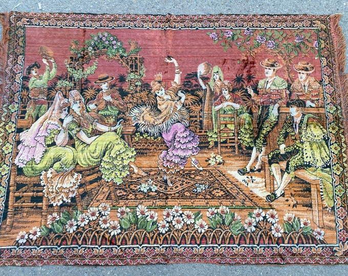 Ladies Fun,Rare Dansoz wall rug,Turkish Tapestry Rug,Vintage Tapestry Rug,Oushak Tapestry Rug,Oriental Tapestry Rug,Bohamian Tapestry Rug,