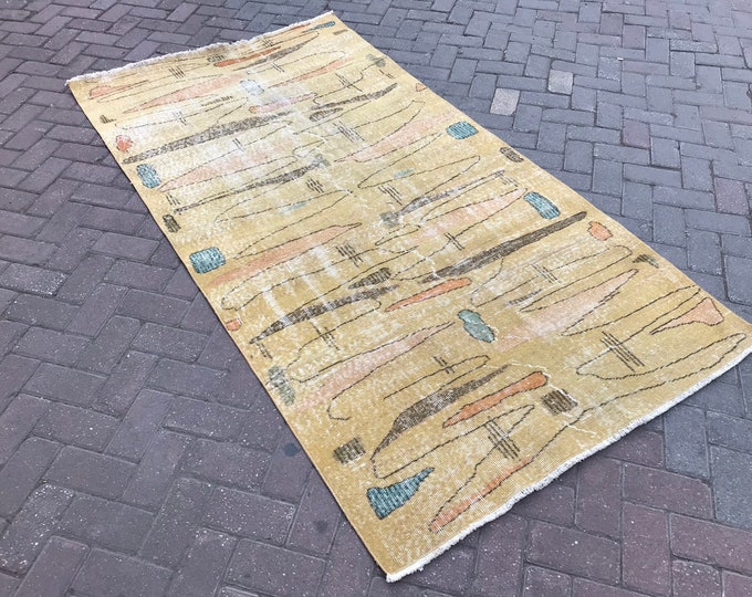 7'71 x 4'07 Feet, 235 x 124 cm, Oushak Rug, Area Rug, Turkish Rug,Hand Made Rug, Floor Rug, Vintage Rug, Azteck Rug, Bohemian Rug, Boho  Rug