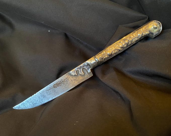 Antique Ottoman Silver Handle Knife – Dated 1864 (H.1280), Hand Forged Blade