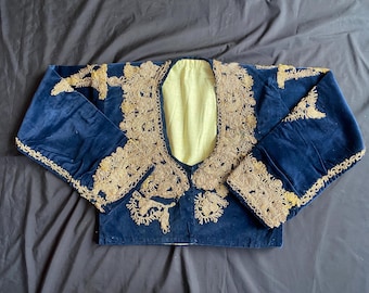 Antique Ottoman Velvet Cepken – 19th Century Embroidered Jacket with Gold Metallic Thread