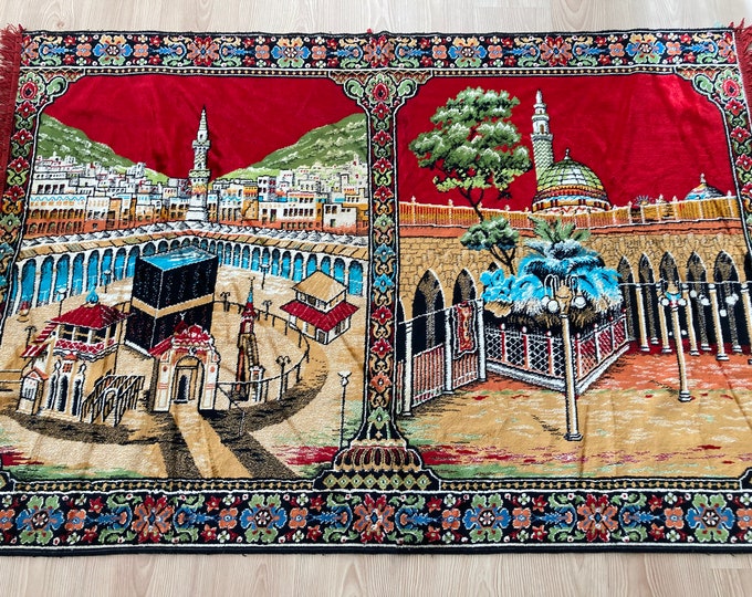 Vintage Wall Decor Kabe Pictures Turkish Rug. Decorative Carpet, Anatolian Wall Decor Rug, İslamic Pattern Wall Decor Rug, Machine Made Rug.