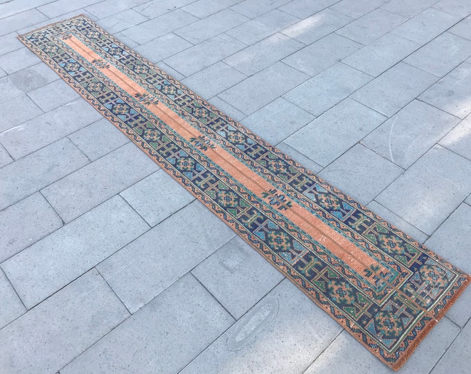 11'22 x 1'84 Feet,342 x 56 cm,Oushak Runner Rug,Bohemian Runner Rug,Vintage Runner Rug,Turkish Runner Rug,Farm House Runner Rug,Vintage Rug,