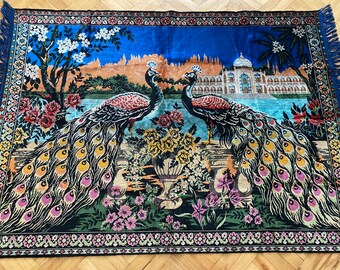 Decorative Peacock İllustrated Tapestry Rug,Turkish Wall Decor Tapestry Rug,Vintage Wall Decor Tapestry,Home decor Rug,Pretty Wall Decor Rug