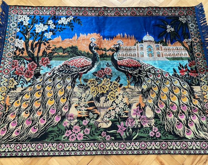 Decorative Peacock İllustrated Tapestry Rug,Turkish Wall Decor Tapestry Rug,Vintage Wall Decor Tapestry,Home decor Rug,Pretty Wall Decor Rug