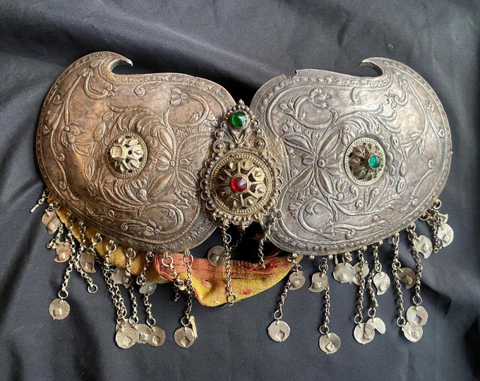 Antique Ottoman Silver Belt Buckle – Handcrafted, Large Size, Embossed with Gem Details