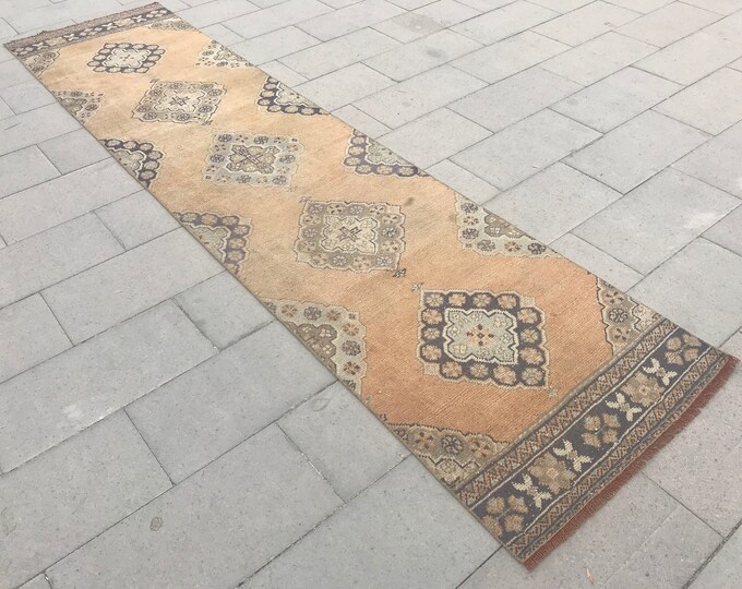 Hand Made Rug Runner,Floor Rug Runner,Oushak Runner Rug,Distressed Runner Rug,Aztec Runner Rug,Bohemian Runner Rug,2'9 x 11'7 Feet,Area Rug,