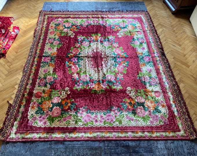 vintage floral 2 person bedspread, wall tapestry, turkish traditional bedspread, vintage bedspread, turkish bedspread, bedspread