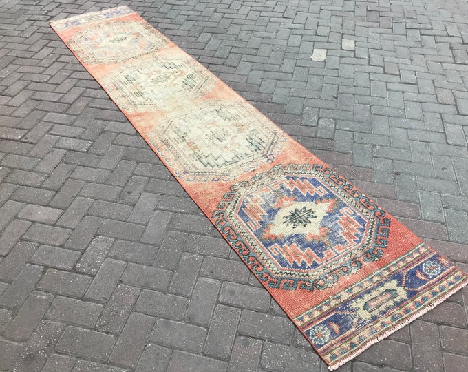Oushak Runner Rug,Turkish Runner Rug,11'1 x 2'3 Feet,Vintage Runner Rug,Floor Runner Rug,Home Decor Runner Rug,Area Rug,Vintage Rug,Boho Rug